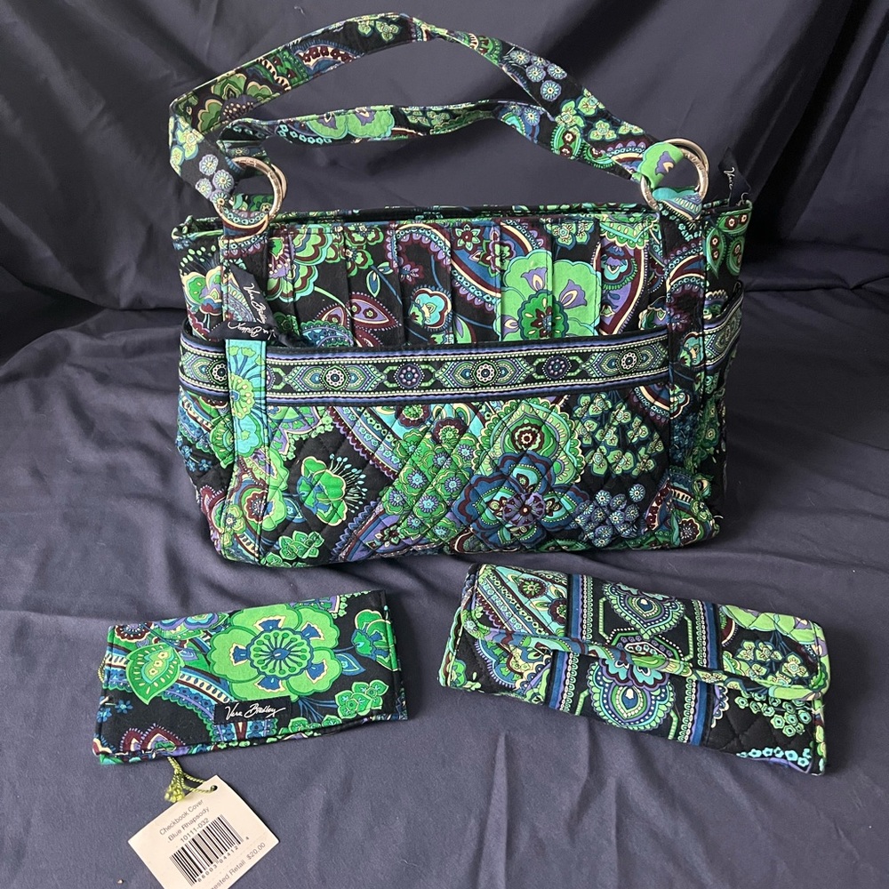 Vera Bradley “Blue Rhapsody” purse, wallet & checkbook bundle